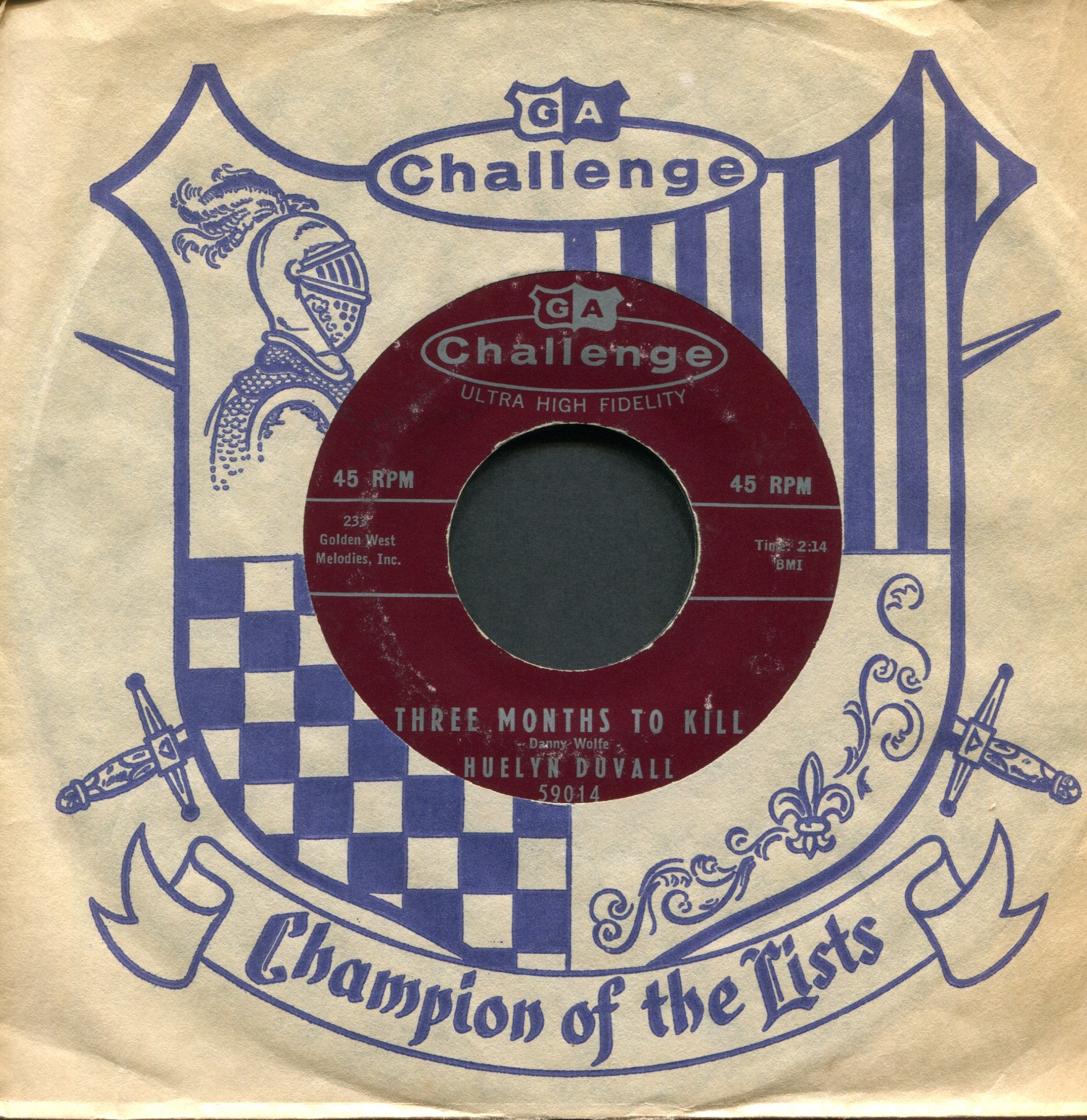 Huelyn Duvall - Three Months To Kill on Challenge Rockabilly 45