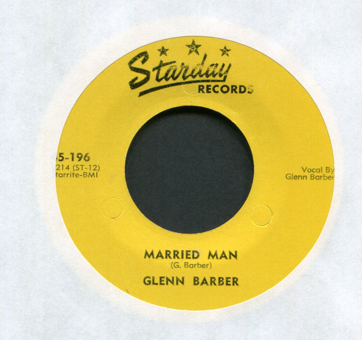 Glenn Barber - Poor Man's Baby (And A Rich Man's Dream) on Starday Country Bop 45