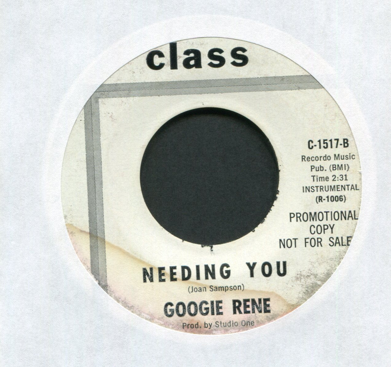 Googie Rene Combo - Smokey Joe's La La on Class Promo R&B Mod Soul 45