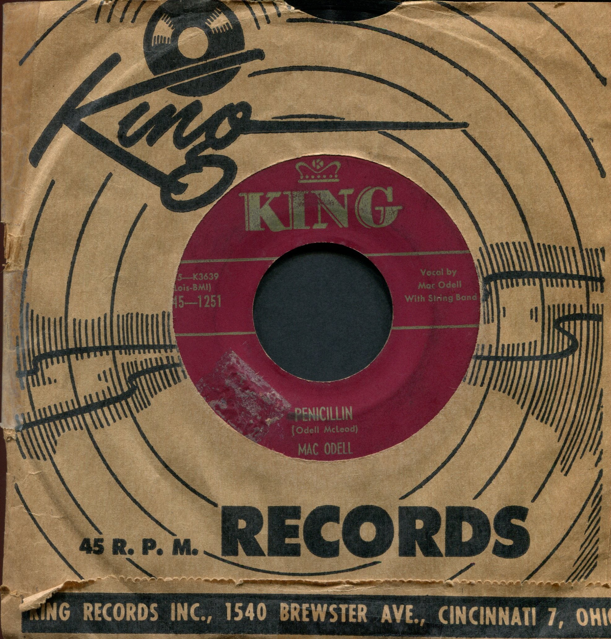 Mac Odell - Penicillin on King Hillbilly Bop 45
