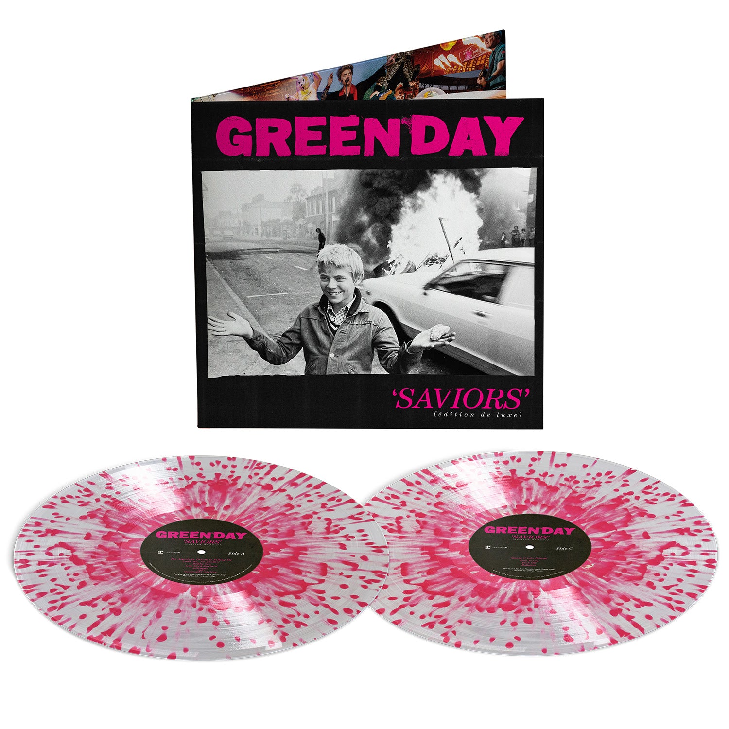[PRE-ORDER] Green Day - Saviors (édition de luxe) [Indie-Exclusive Clear w/ Hot Pink Splatter Vinyl] [Release Date: 05/23/2025]