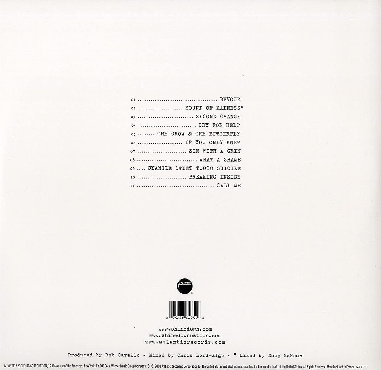 Shinedown - Sound Of Madness [White Vinyl]