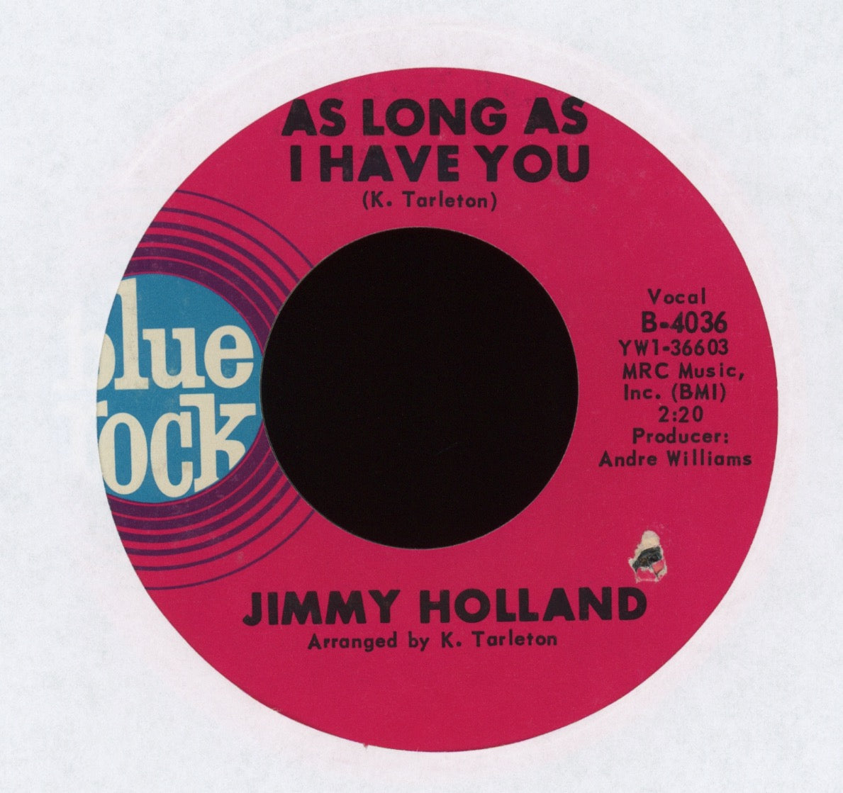 Jimmy Holland - Baby Don't Leave Me on Blue Rock