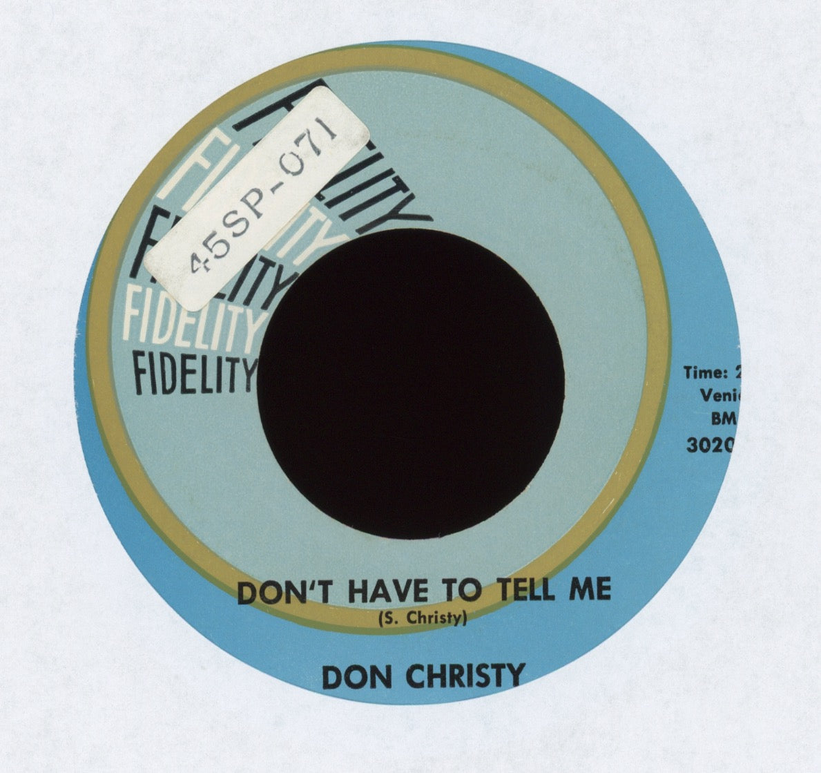 Don Christy - Don't Have To Tell Me on Fidelity