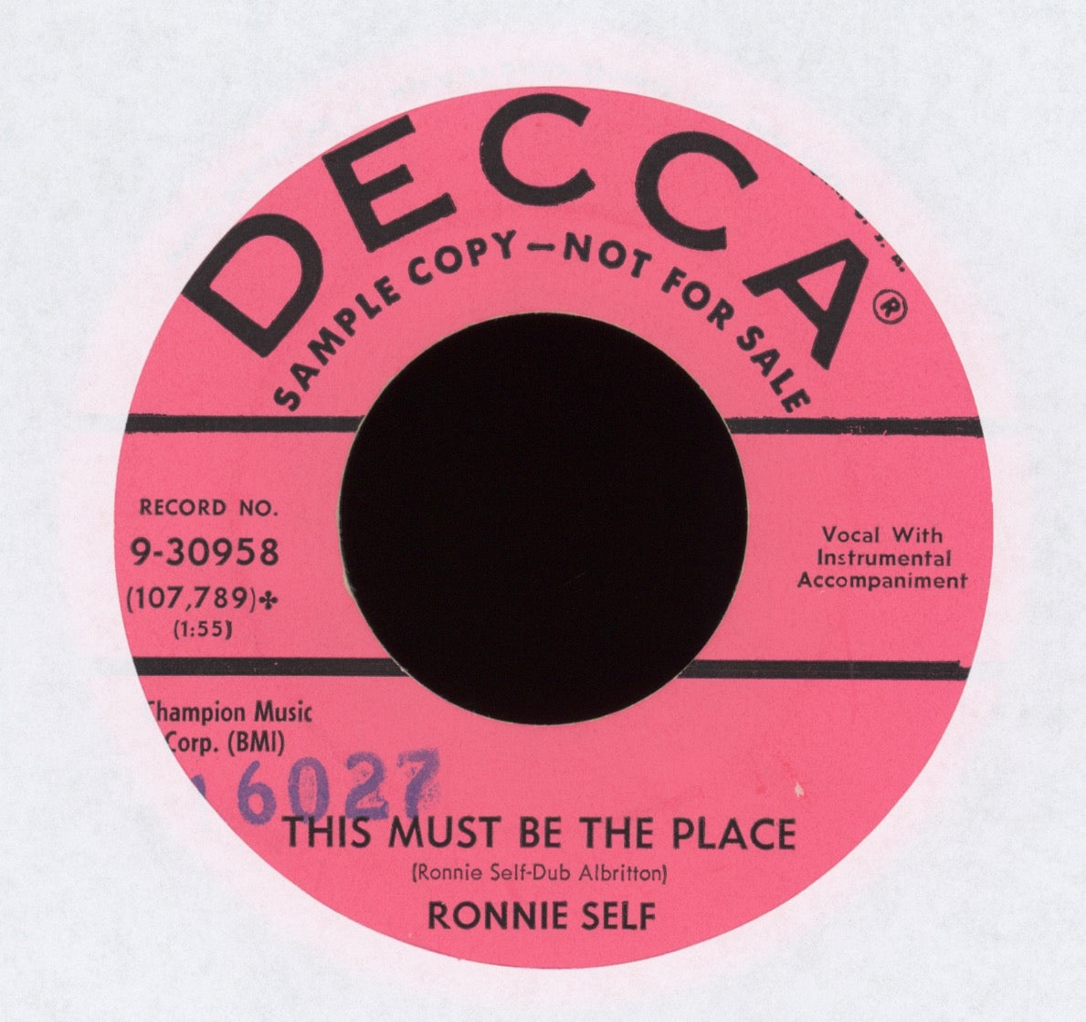 Ronnie Self - Big Town on Decca Promo