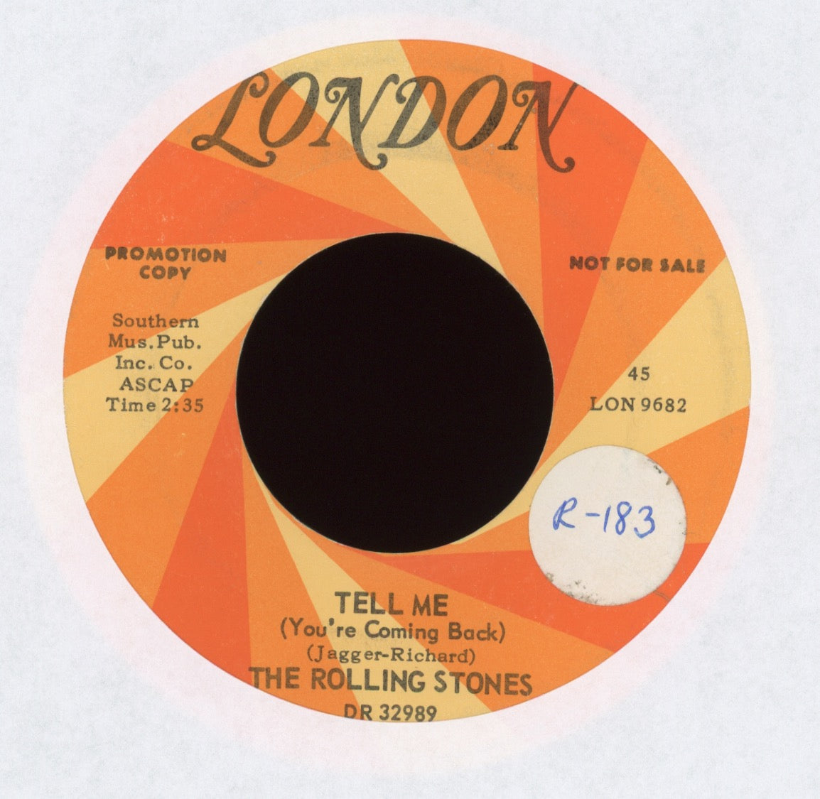 The Rolling Stones - Tell Me (You're Coming Back) on London Lon 9682 Promo
