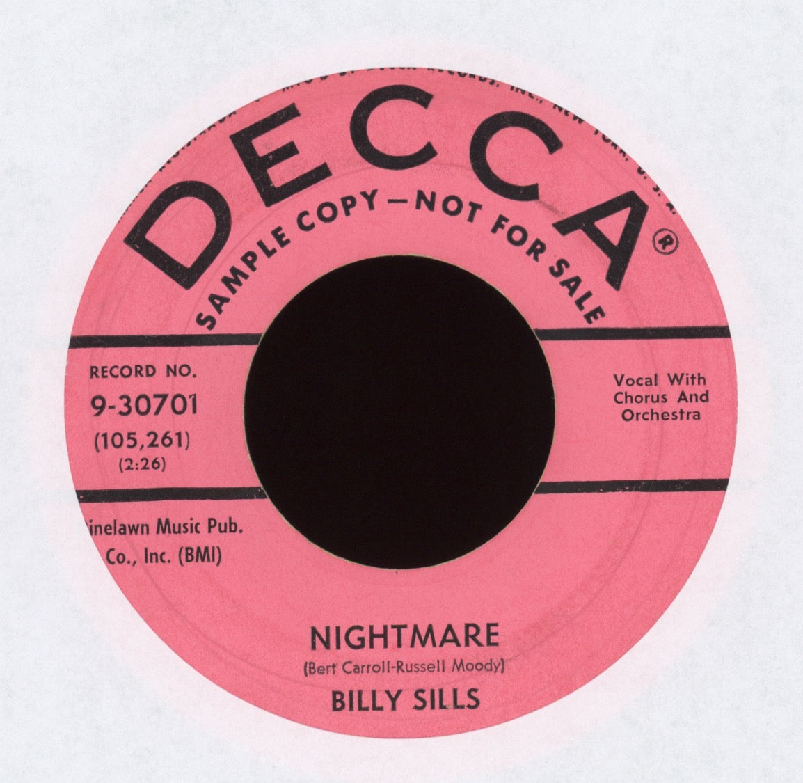 Billy Sills - Nightmare on Decca Promo