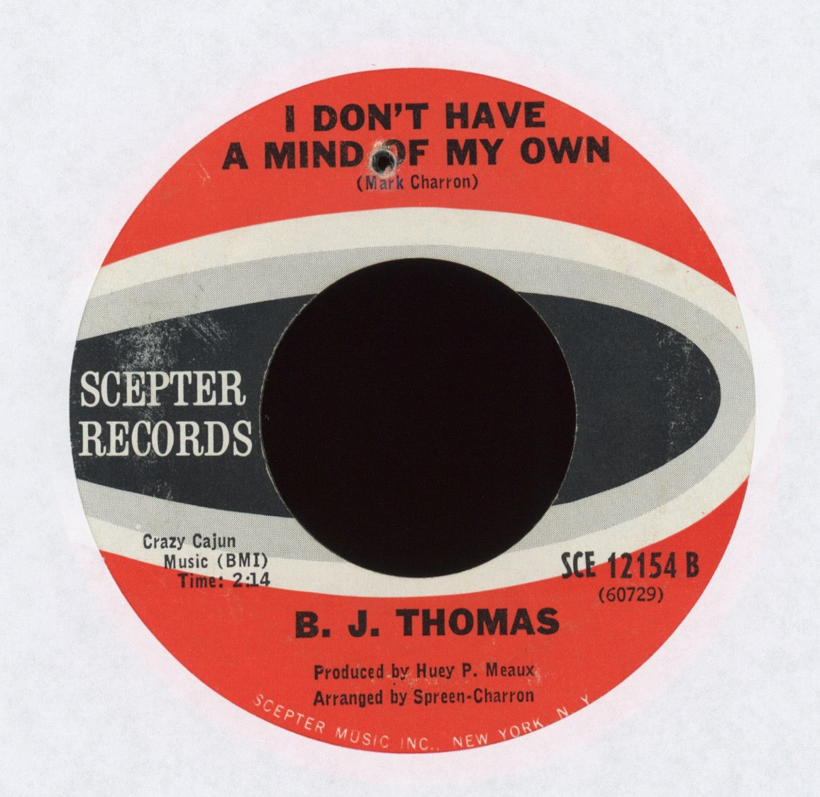B.J. Thomas - I Don't Have a Mind of My Own on Scepter