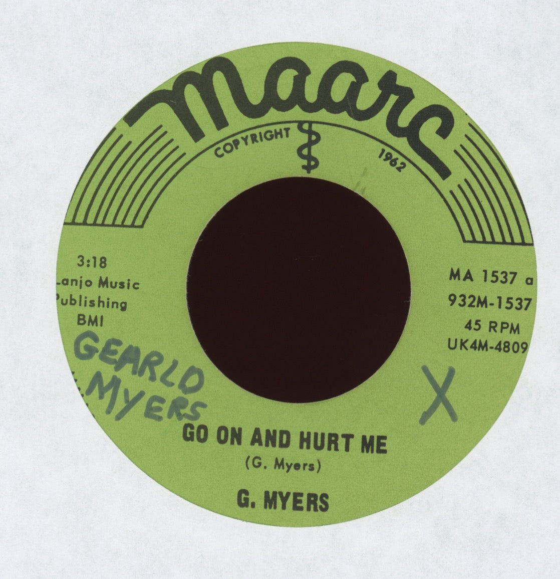 G. Myers - I Don't Believe She Loves Me Anymore on Maarc