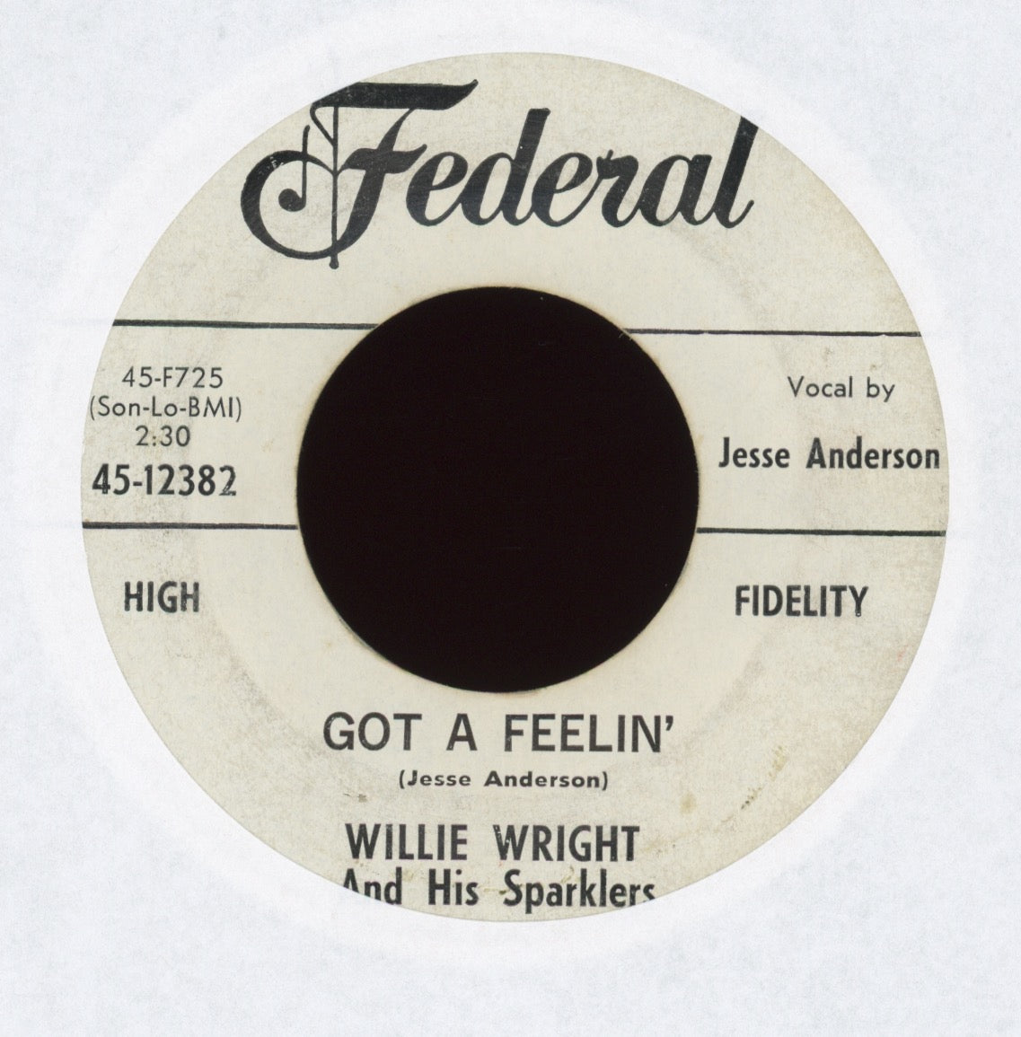Willie Wright & His Sparklers - Got A Feelin' on Federal Promo
