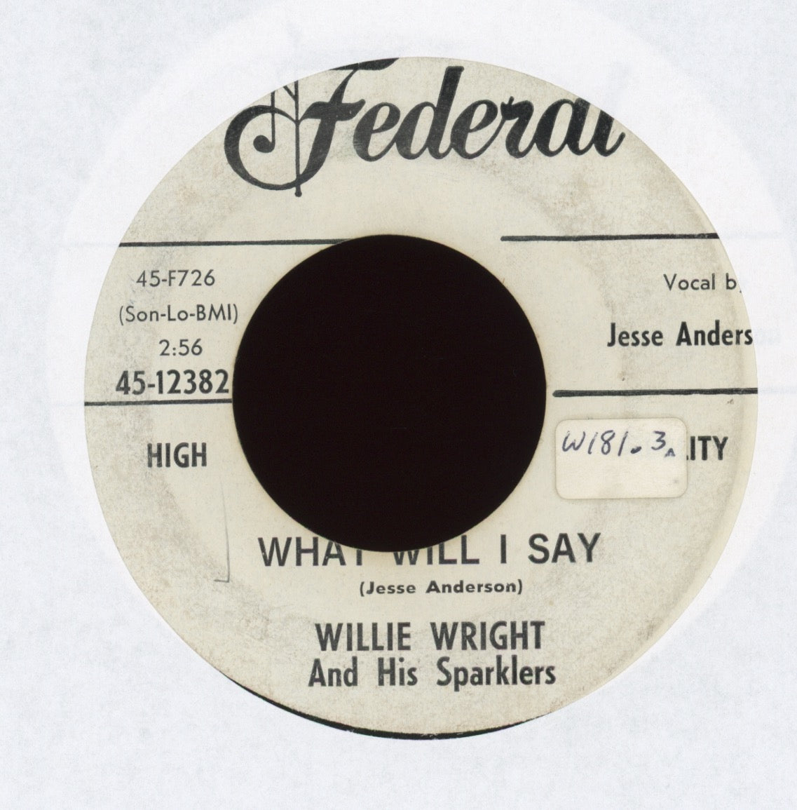 Willie Wright & His Sparklers - Got A Feelin' on Federal Promo