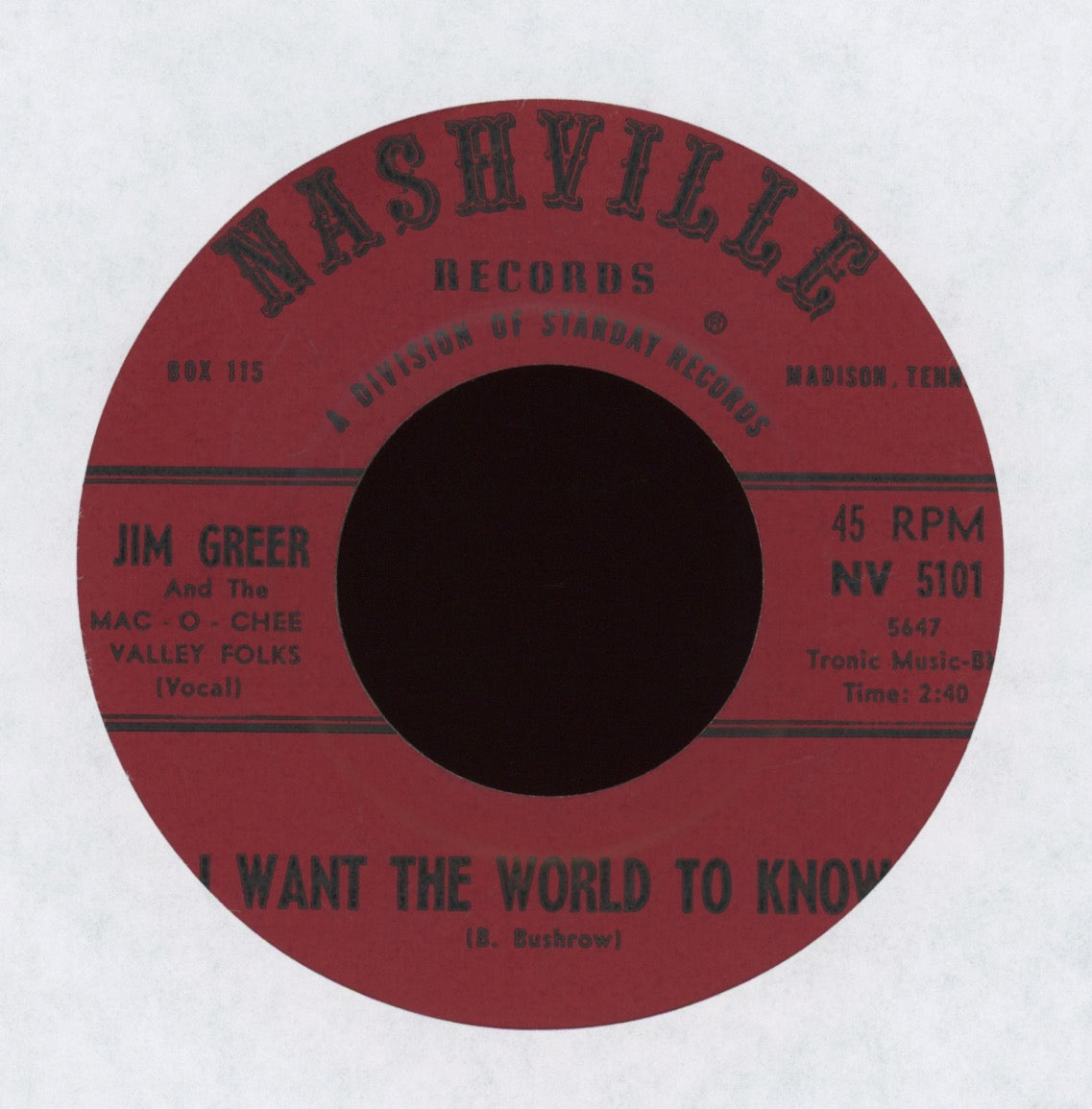 Jim Greer - I Want the World to Know on Nashville
