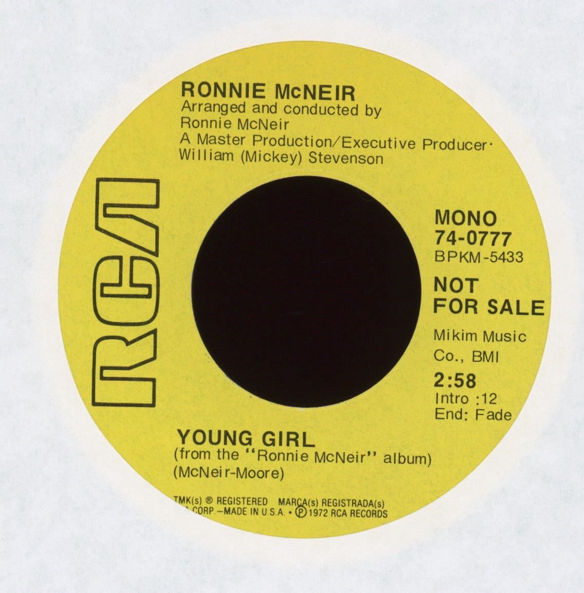 Ronnie McNeir - In Summertime on RCA Promo