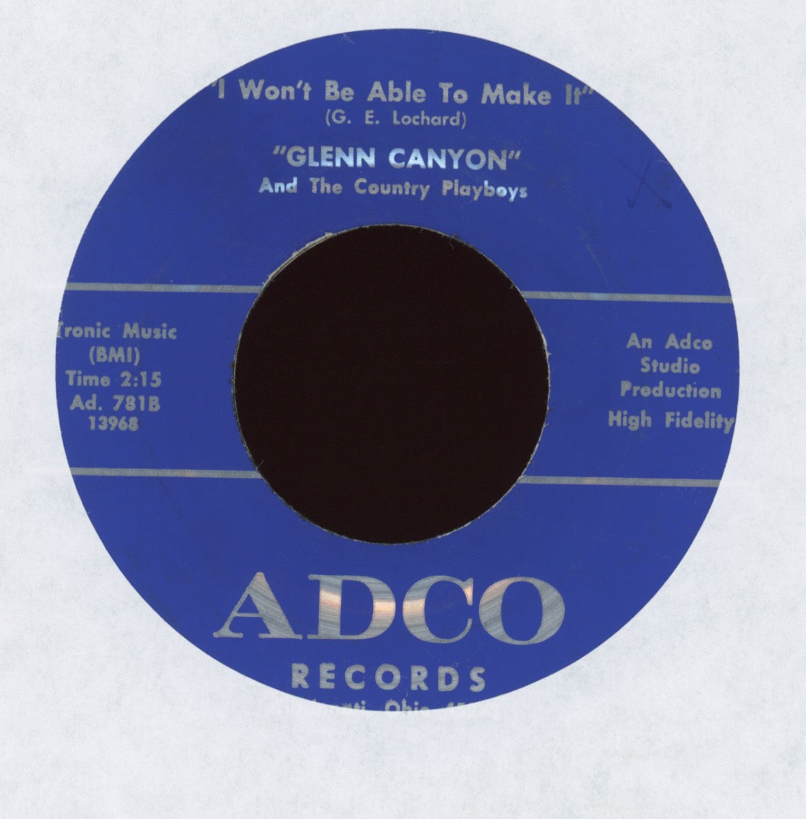 Glenn Canyon - I Won't Be Able To Make It on Adco