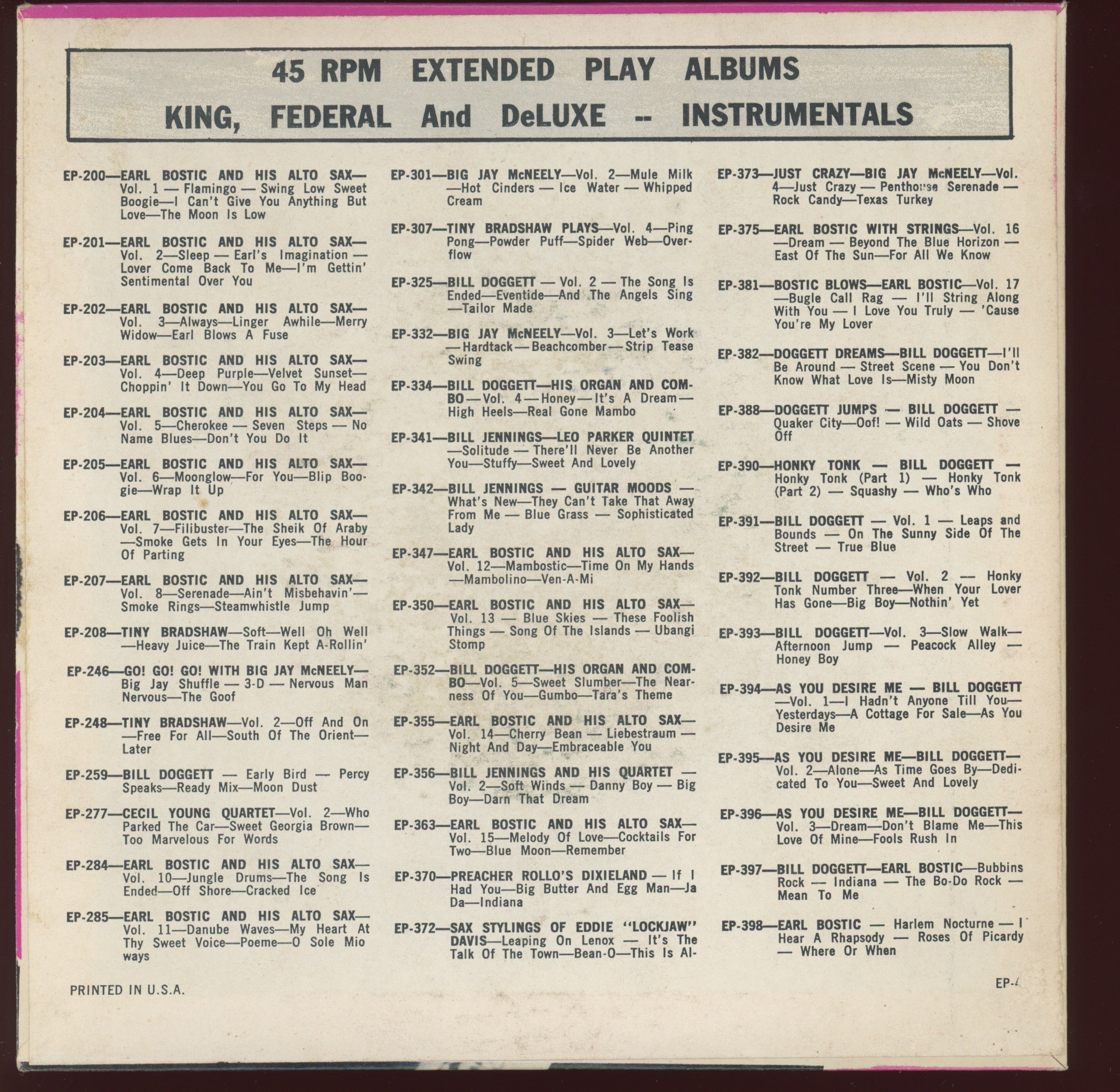 Tiny Bradshaw - Train Kept A-Rollin' on King 45 EP 208 With Cover