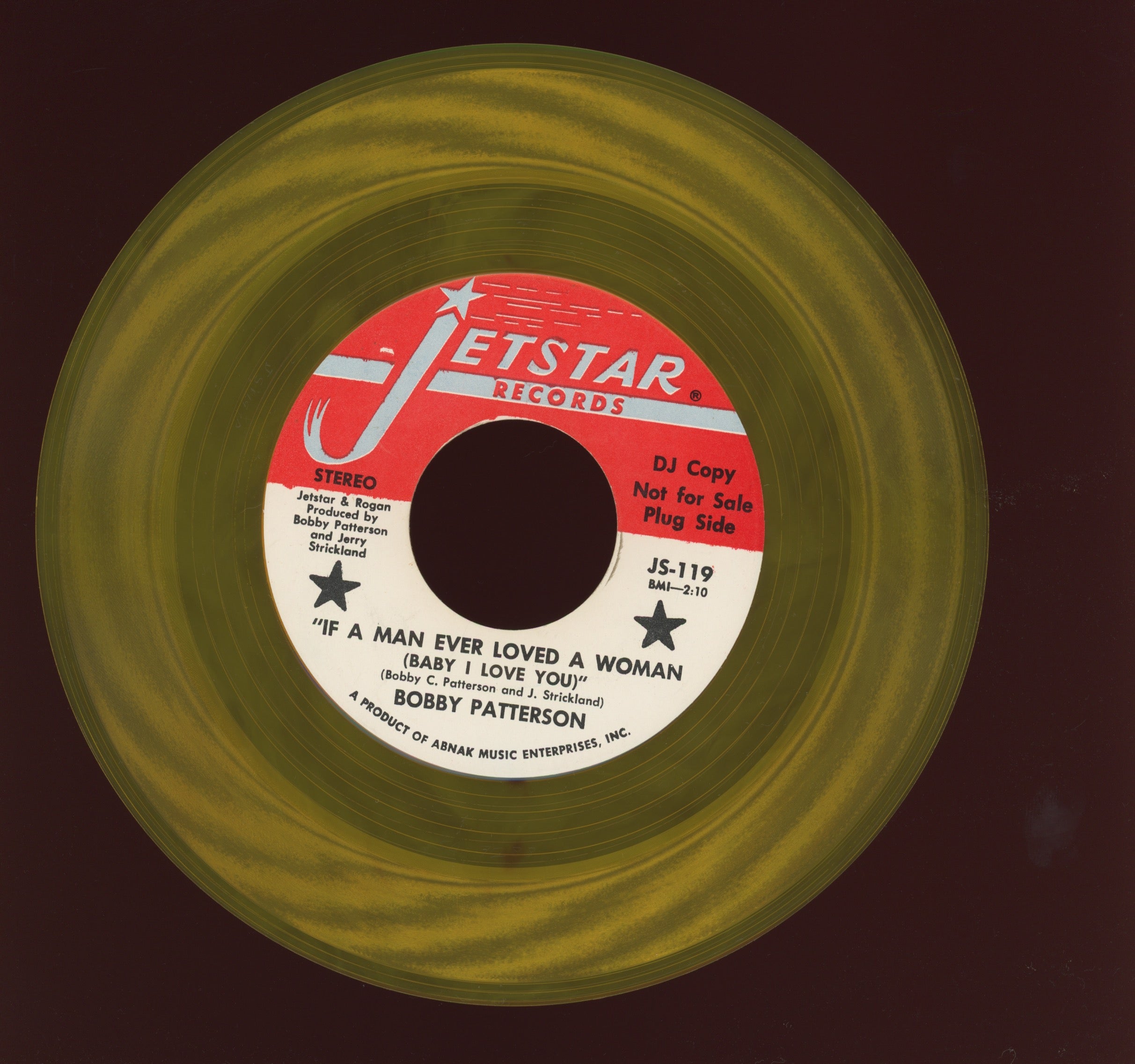 Bobby Patterson - If A Man Ever Loved A Woman on Jetstar Yellow Vinyl Promo