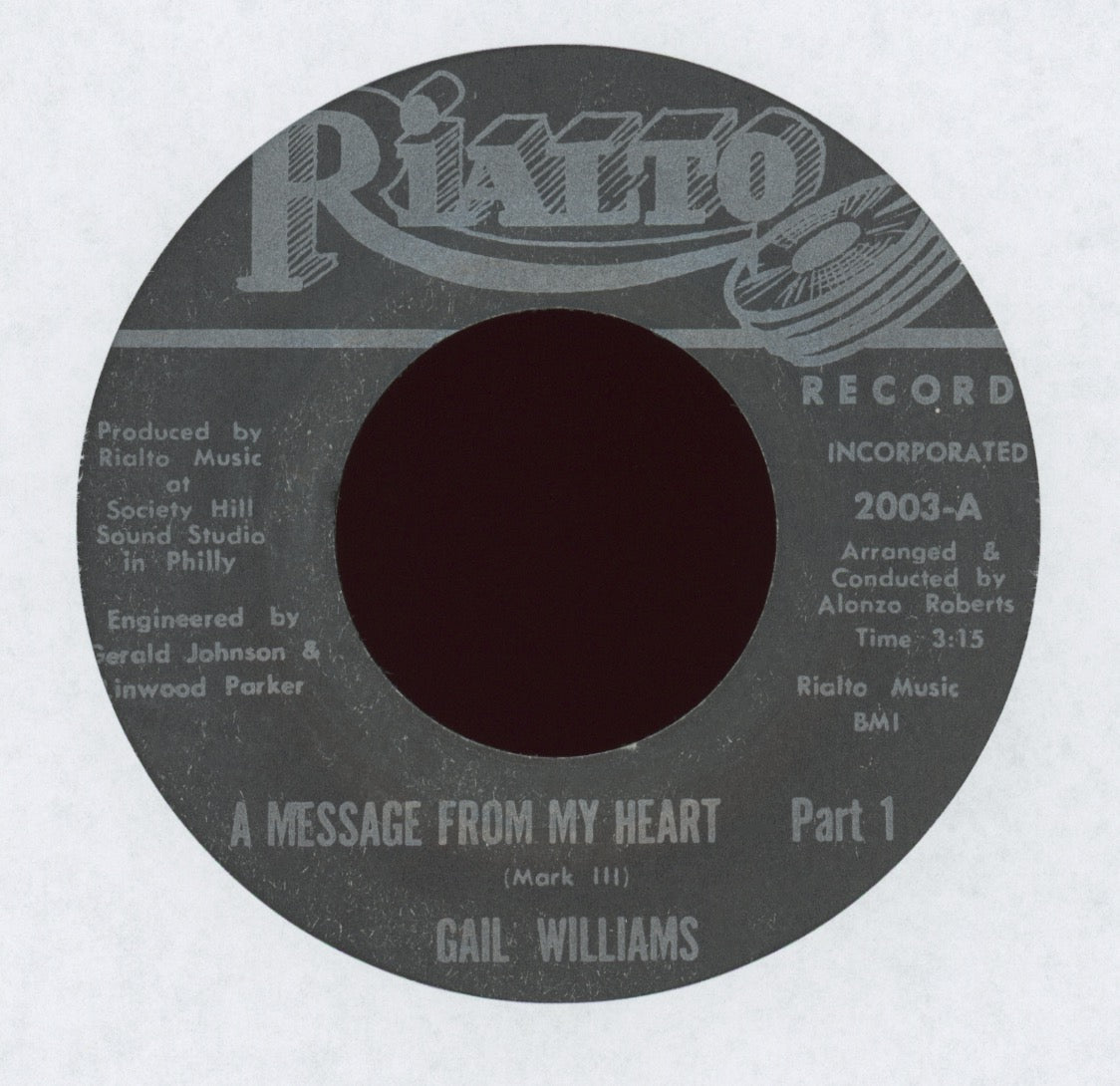 Gail Williams - A Message From My Heart Pt.1 / Pt.2 on Rialto