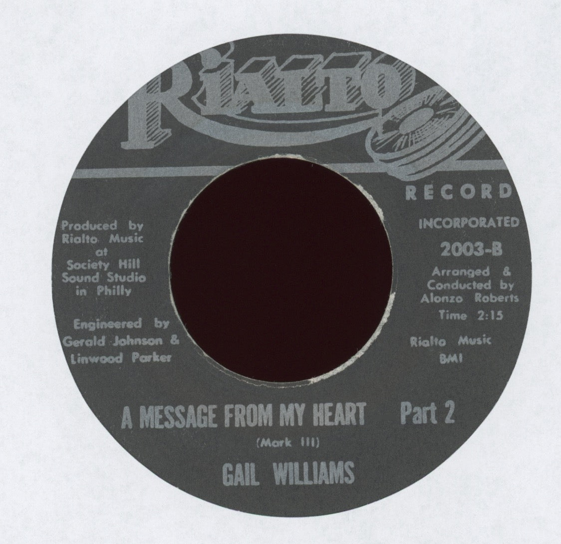 Gail Williams - A Message From My Heart Pt.1 / Pt.2 on Rialto