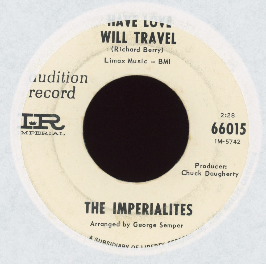 The Imperialites - Have Love Will Travel on Imperial Promo