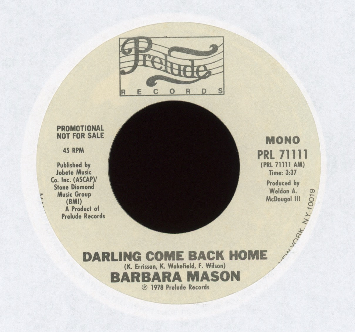 Barbara Mason - Darling Come Back Home on Prelude Promo