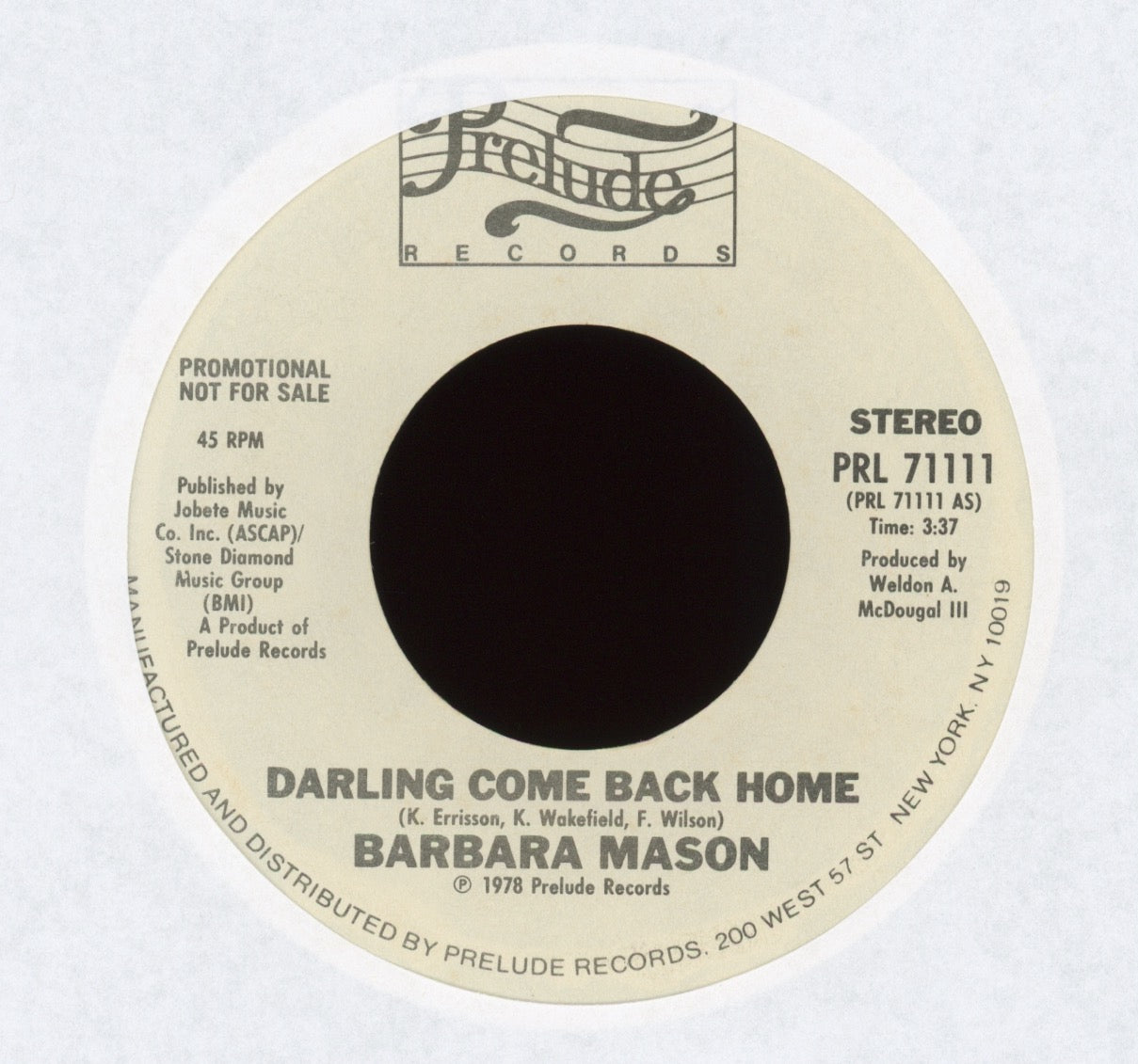 Barbara Mason - Darling Come Back Home on Prelude Promo
