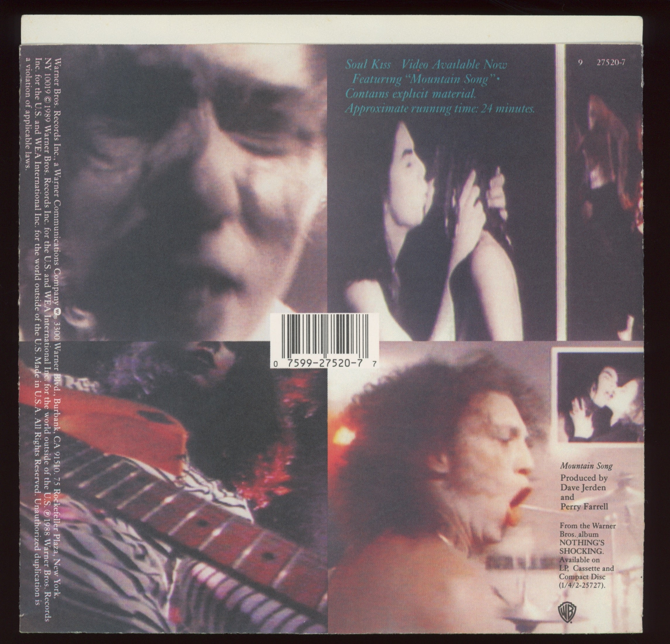 Jane's Addiction - Mountain Song on Warner Bros With Picture Sleeve