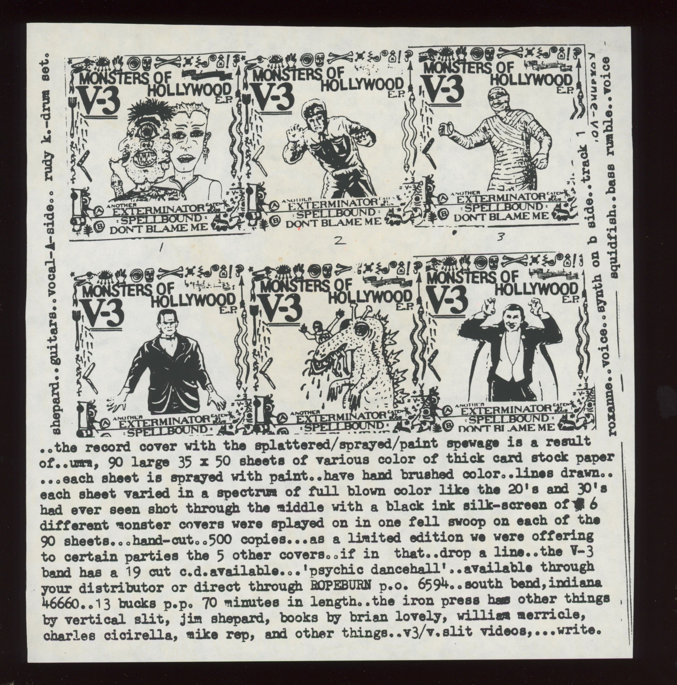 V-3 - Monsters Of Hollywood E.P. on Iron Press Jim Shepard