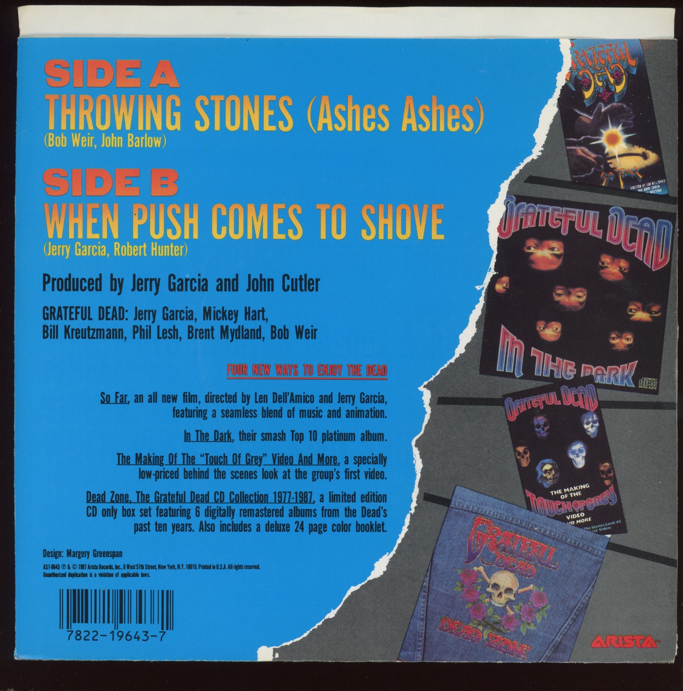 The Grateful Dead - Throwing Stones (Ashes Ashes) / on Arista