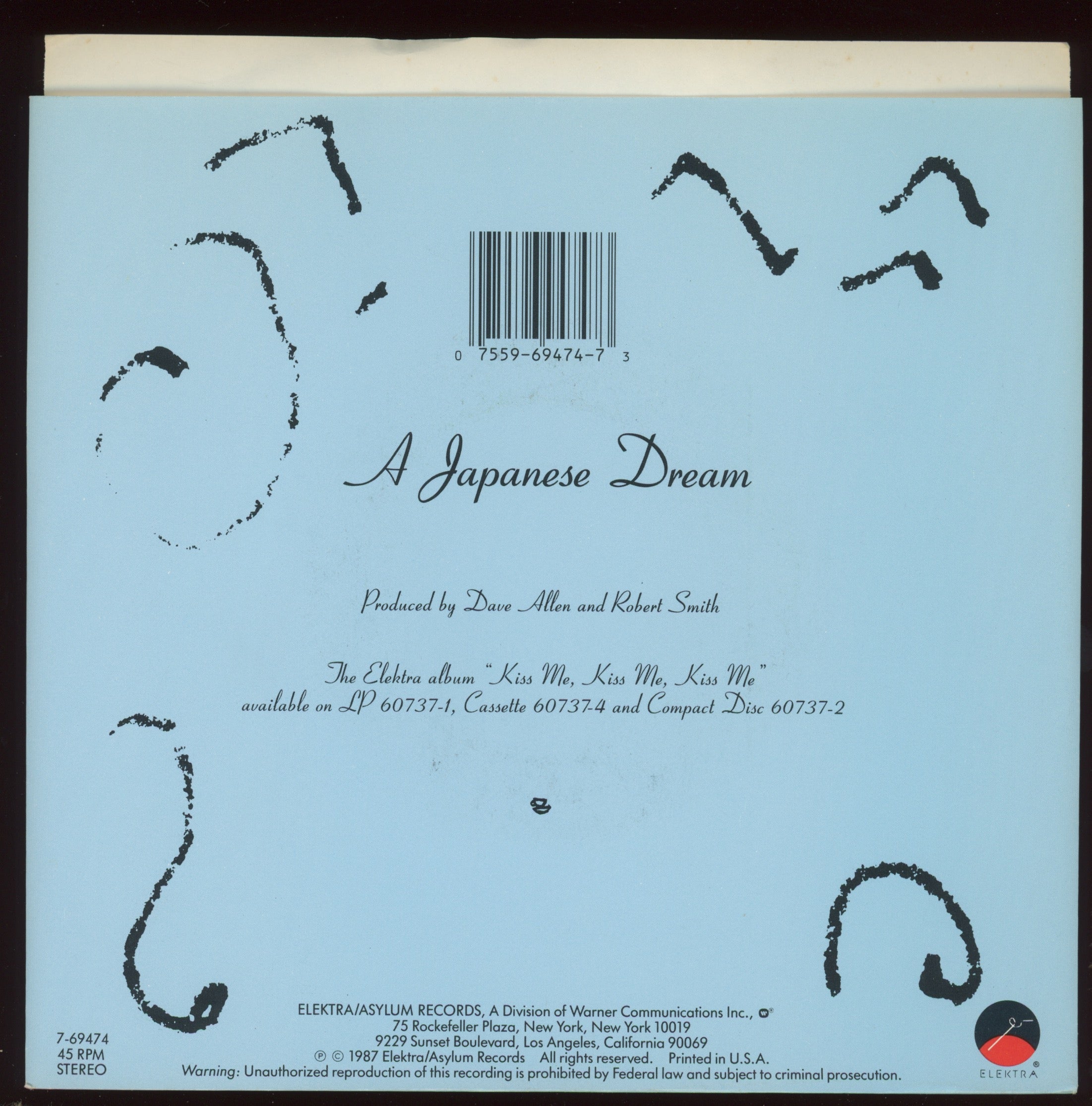 The Cure - Why Can't I Be You? on Elektra With Picture Sleeve