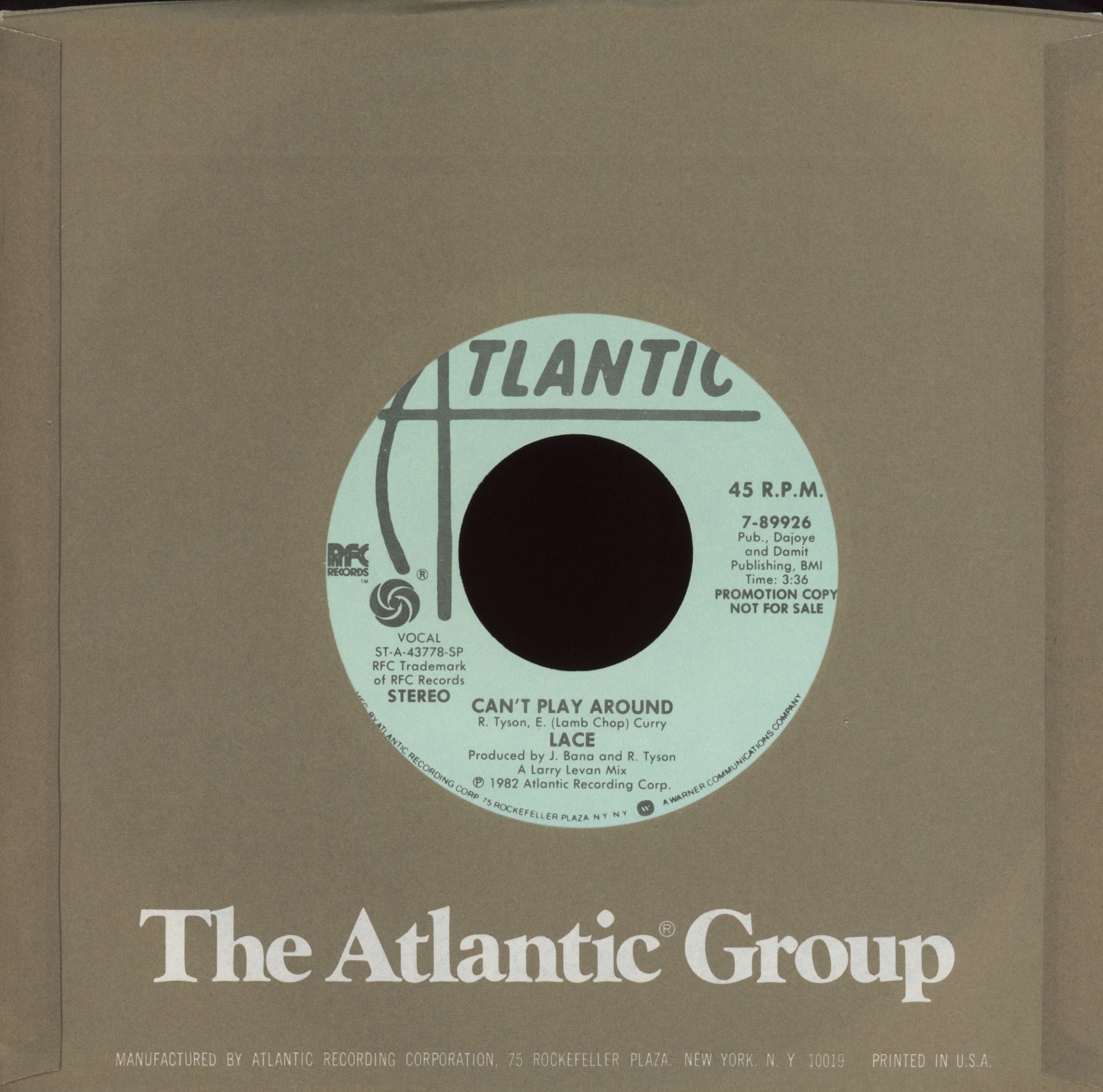 Lace - Can't Play Around on Atlantic Promo