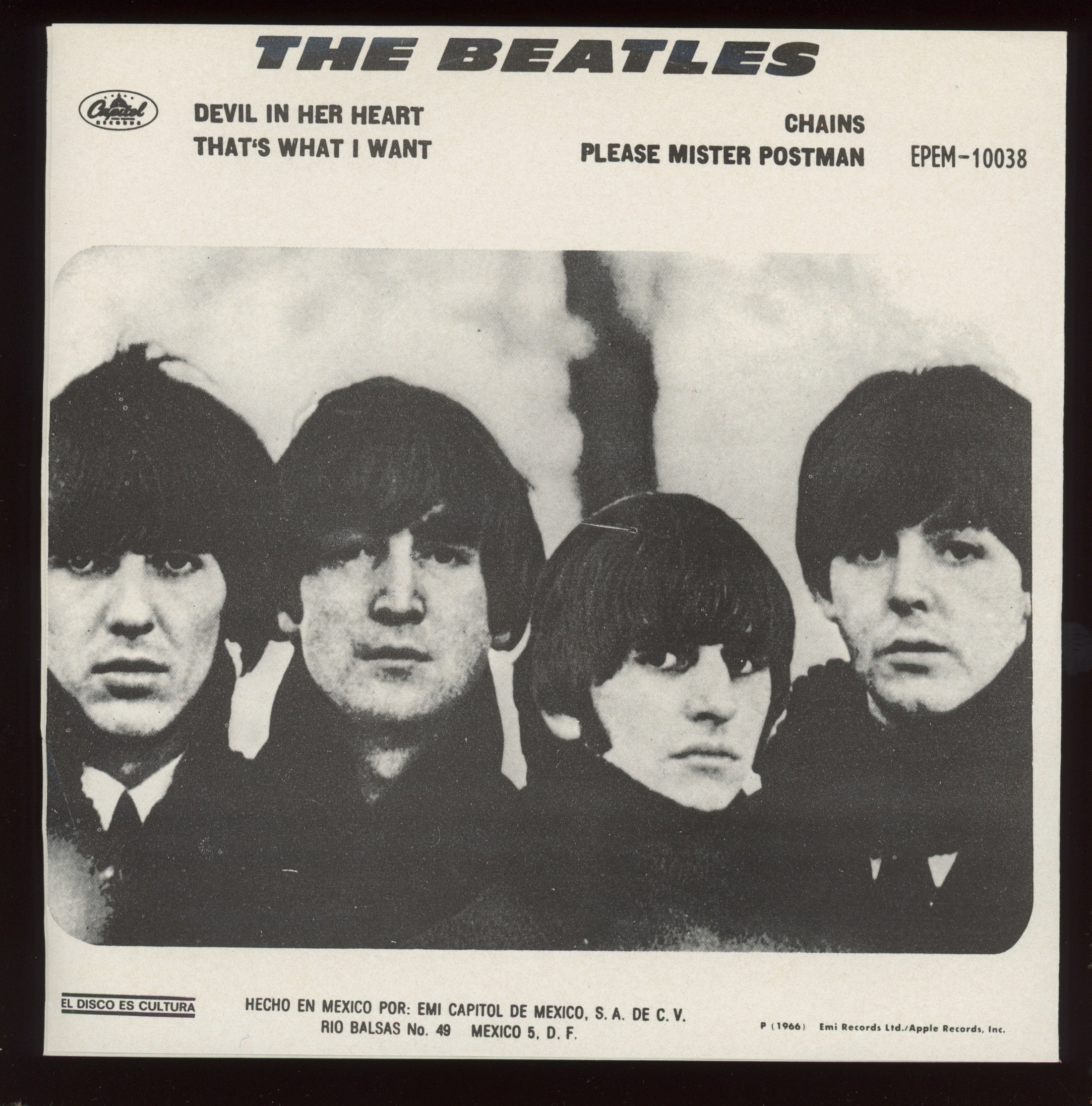 The Beatles - El Diablo En Su Corazon on EMI EPEM-10038 Mexican Reissue With Picture Sleeve