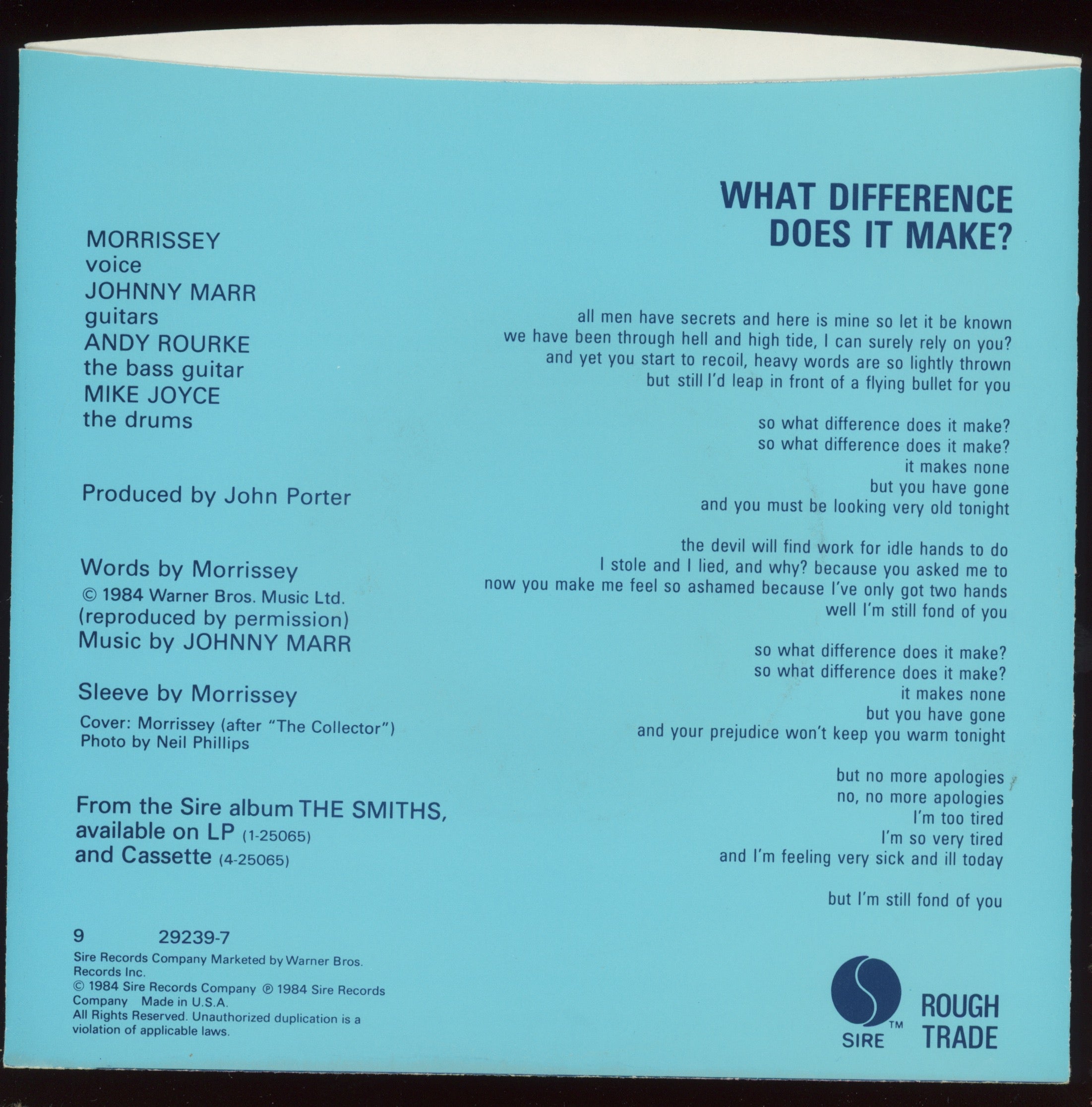 The Smiths - What Difference Does it Make on Sire Promo With Picture Sleeve