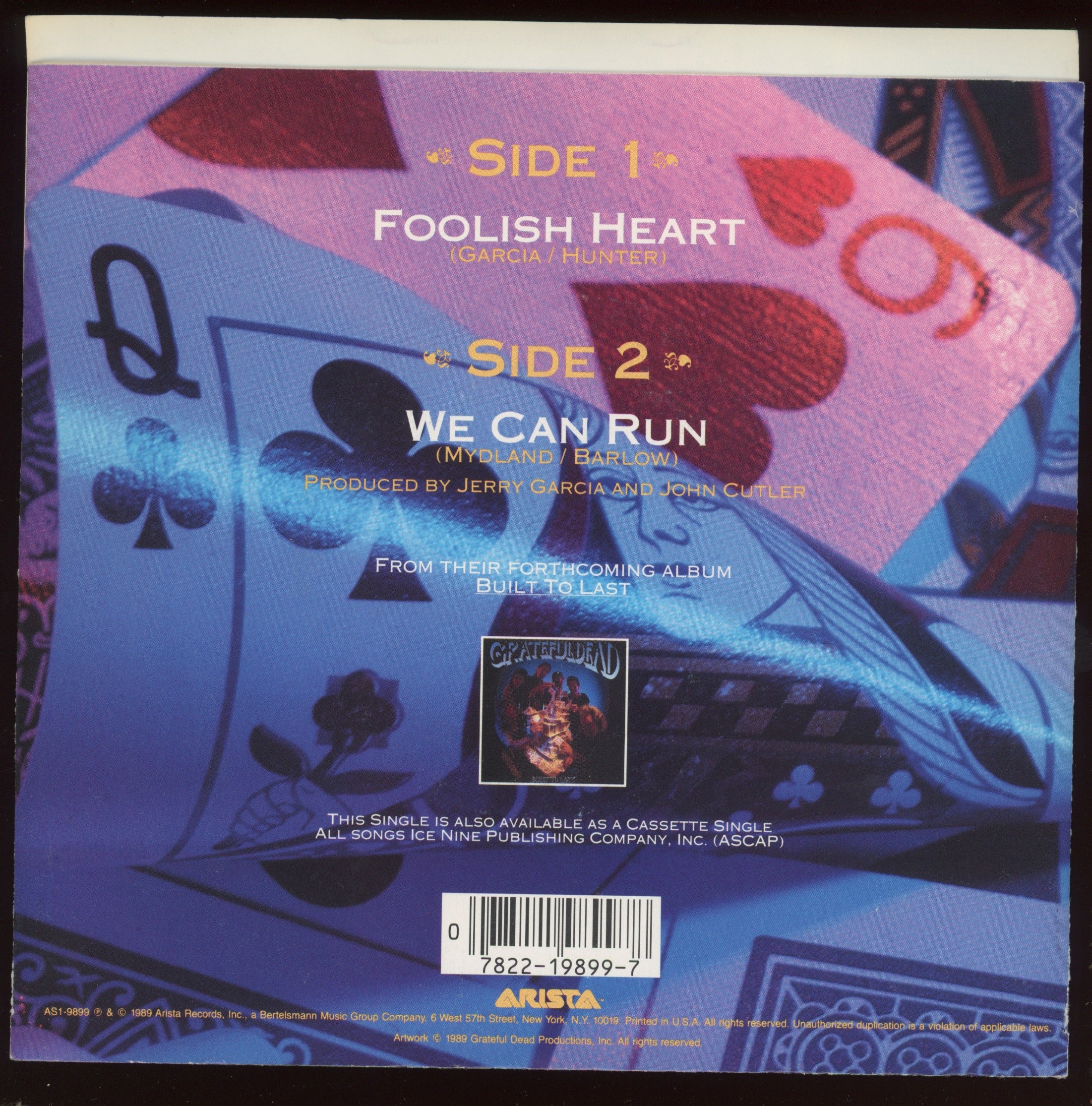 The Grateful Dead - Foolish Heart on Arista With Picture Sleeve