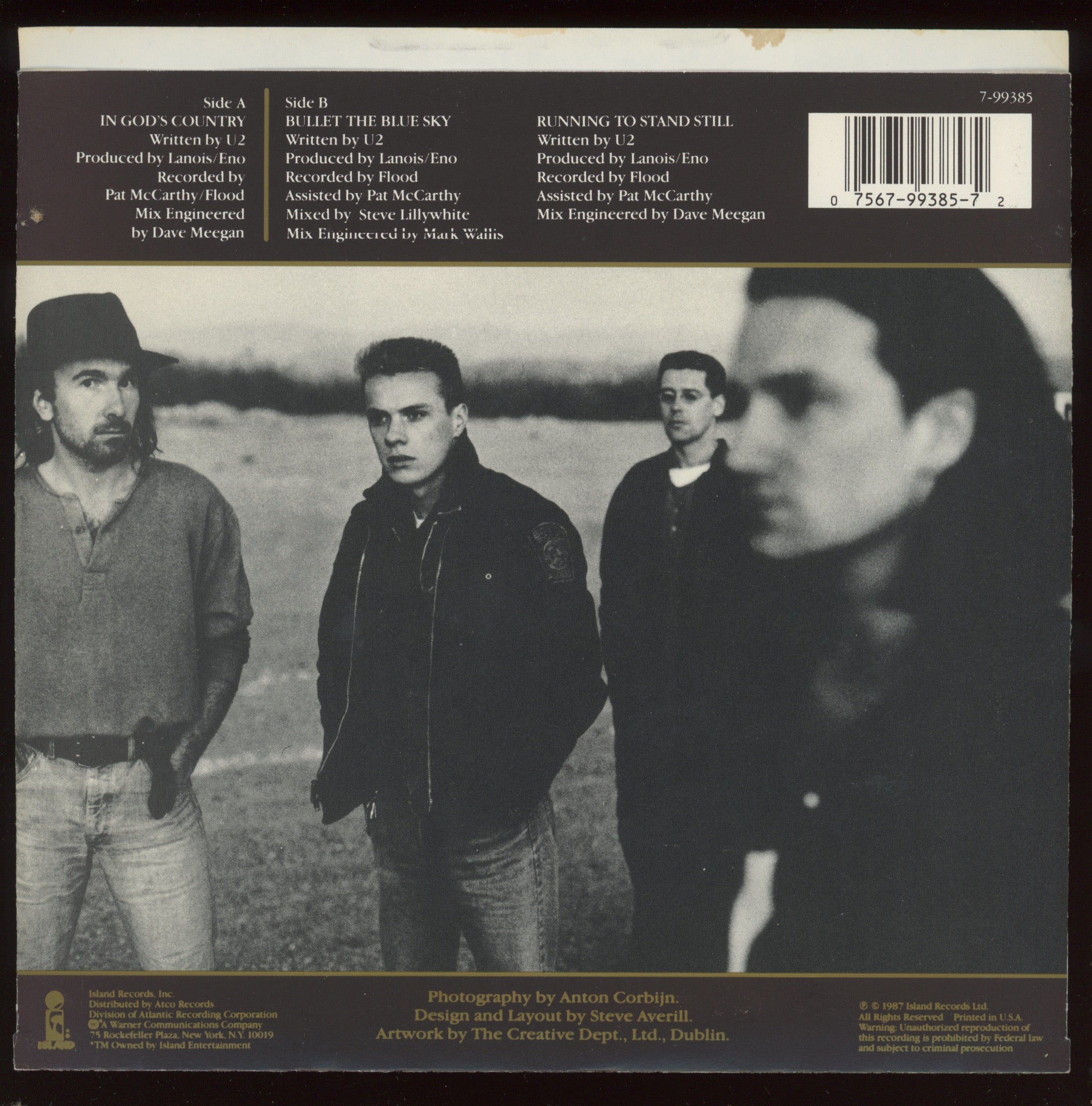 U2 - In God's Country on Island With Picture Sleeve