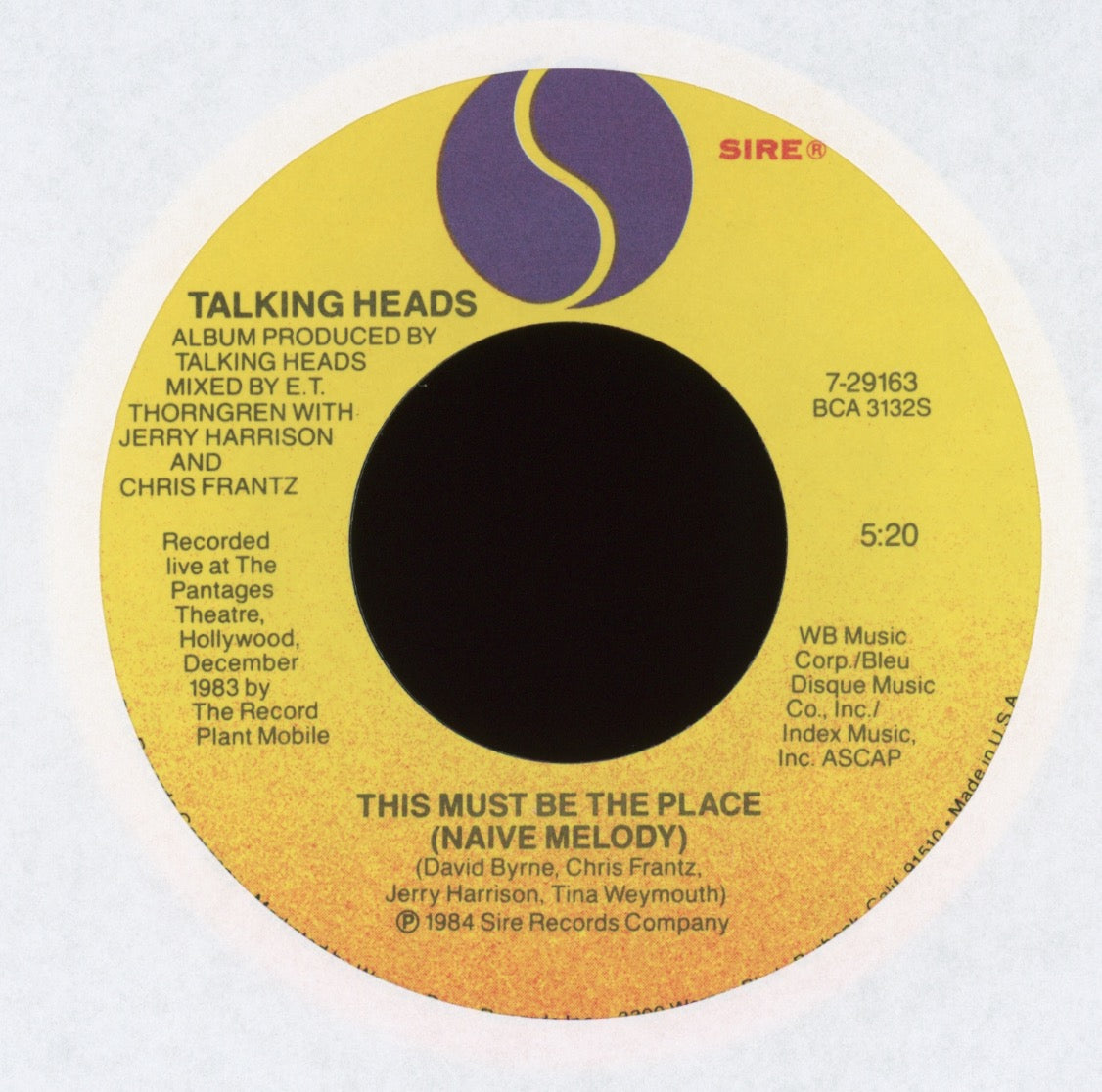 Talking Heads - Once In A Lifetime on Sire With Picture Sleeve
