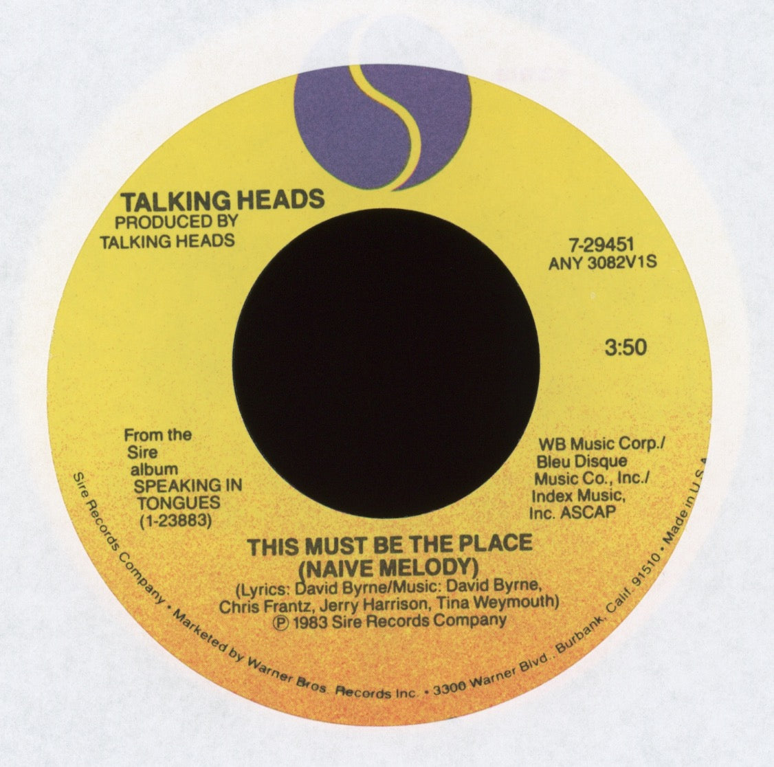 Talking Heads - This Must Be The Place (Naive Melody) on Sire With Picture Sleeve