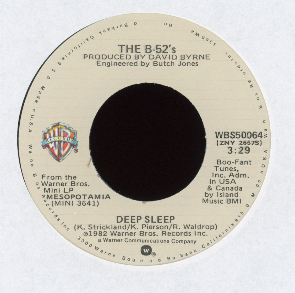 The B-52's - Deep Sleep on Warner Bros With Picture Sleeve
