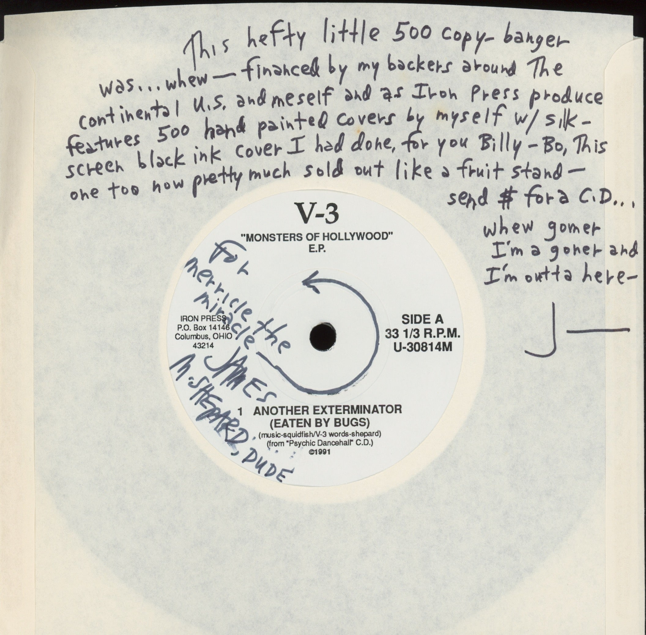 V-3 - Monsters Of Hollywood E.P. on Iron Press Jim Shepard