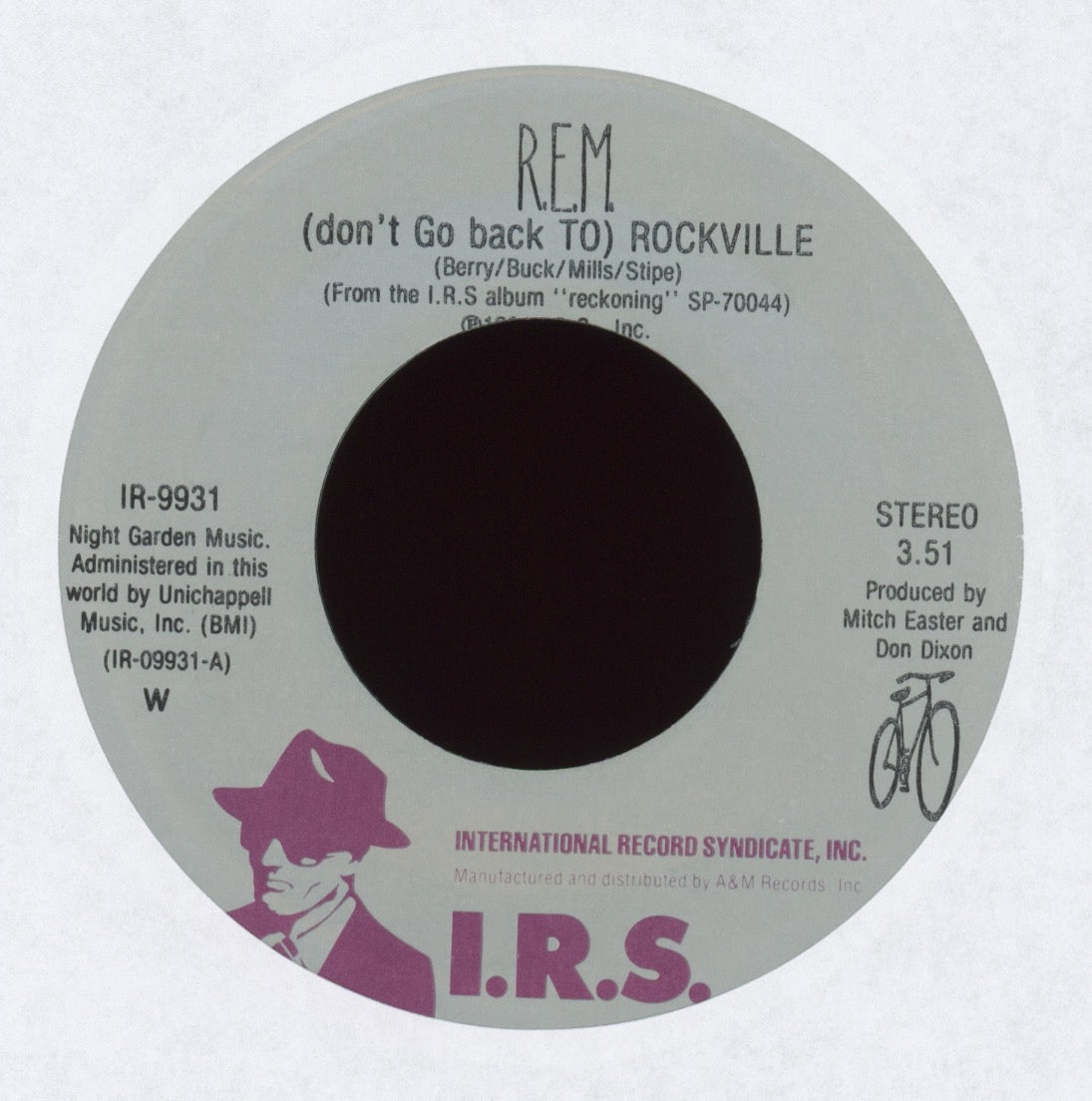 R.E.M. - (Don't Go Back To) Rockville on I.R.S. With Picture Sleeve