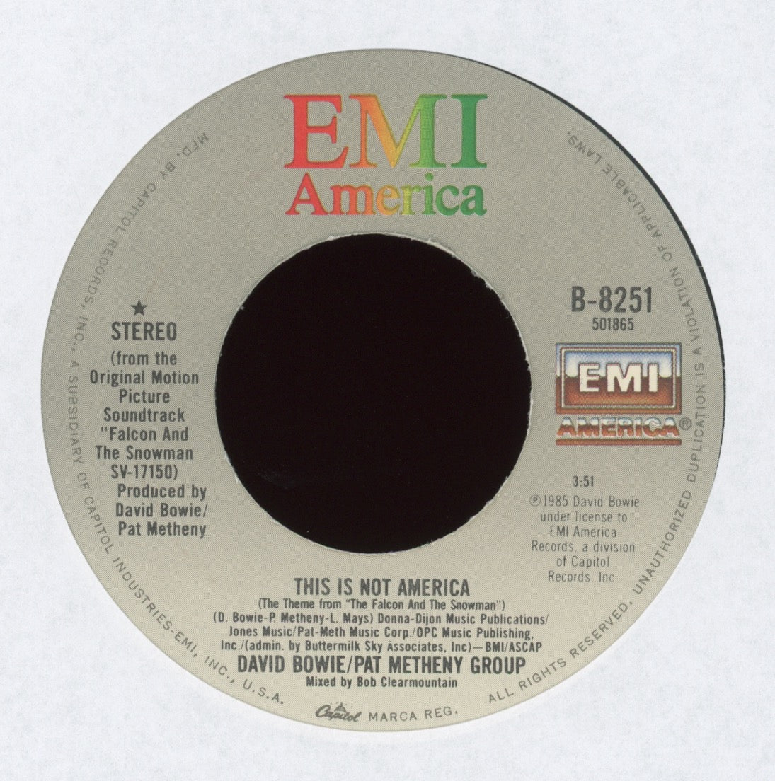 David Bowie - This Is Not America on EMI America