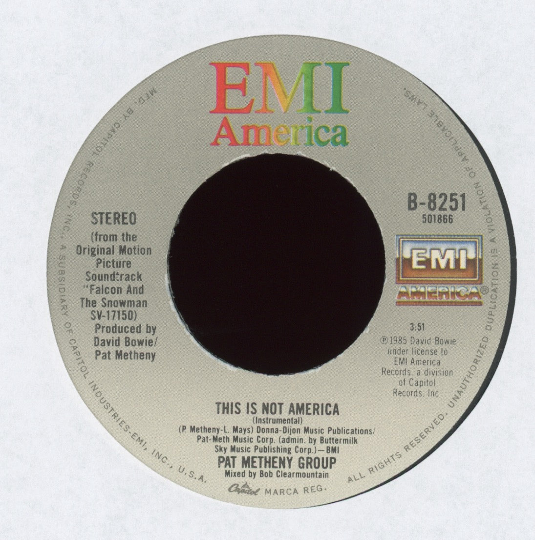David Bowie - This Is Not America on EMI America