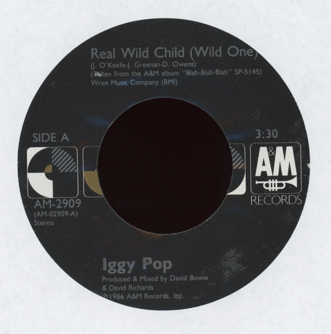 Iggy Pop - Real Wild Child (Wild One) on A&M With Picture Sleeve