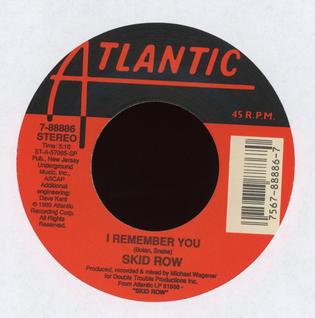 Skid Row - I Remember You on Atlantic With Picture Sleeve