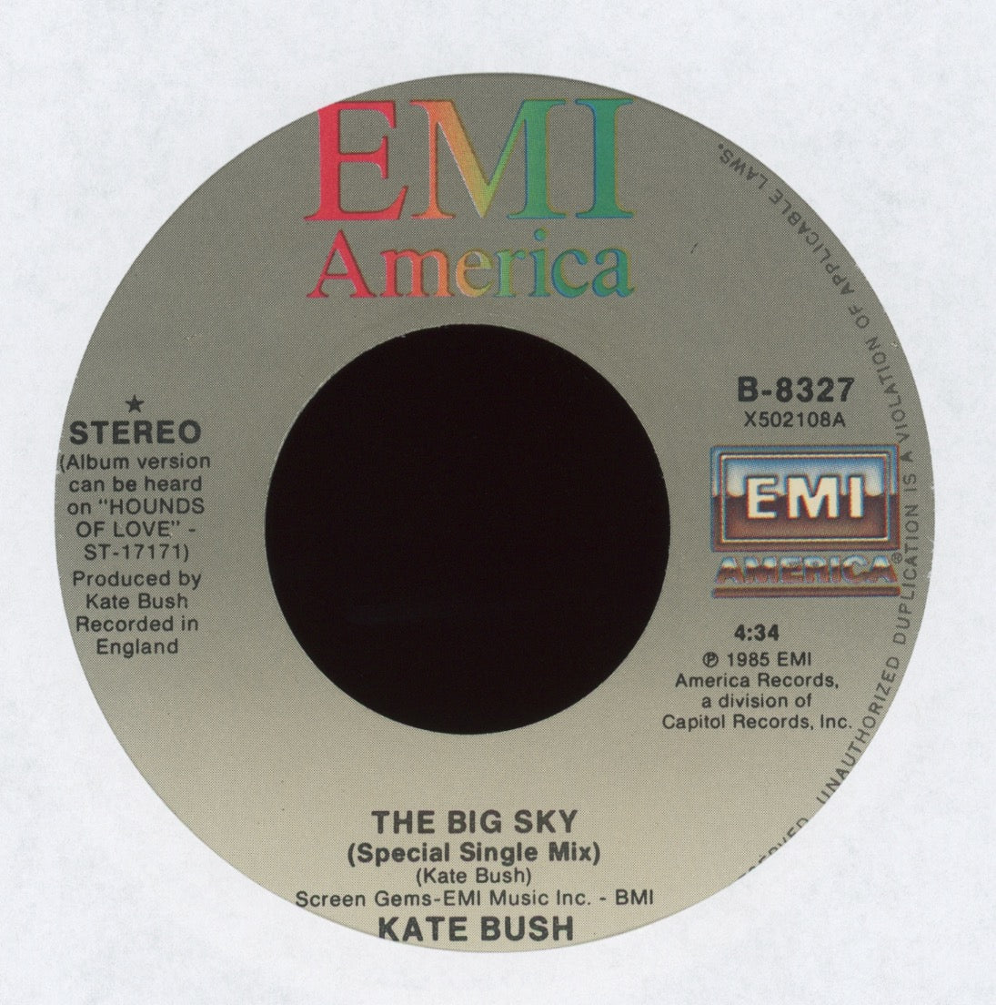 Kate Bush - The Big Sky (Special Single Mix) on EMI America