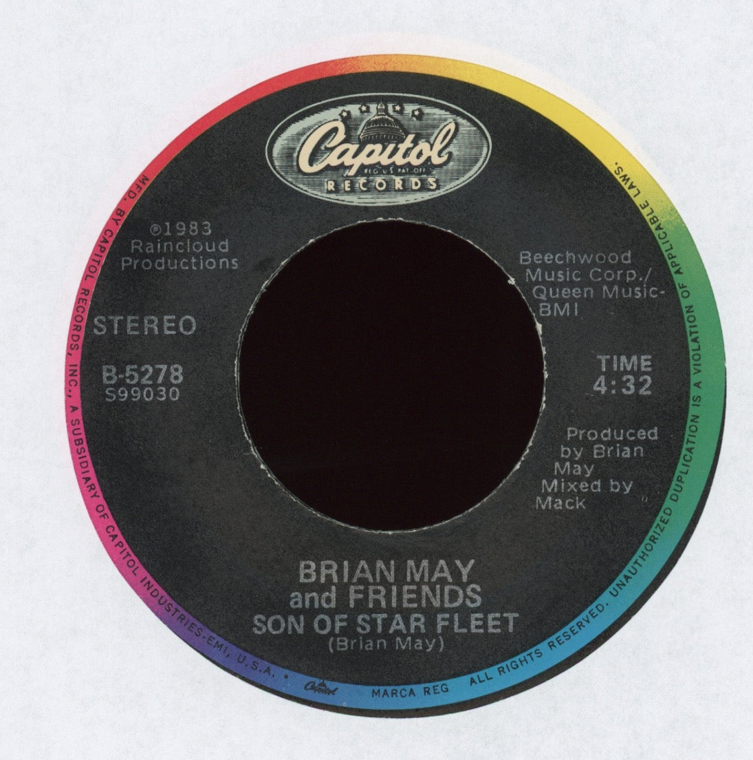 Brian May + Friends - Star Fleet on Capitol With Picture Sleeve
