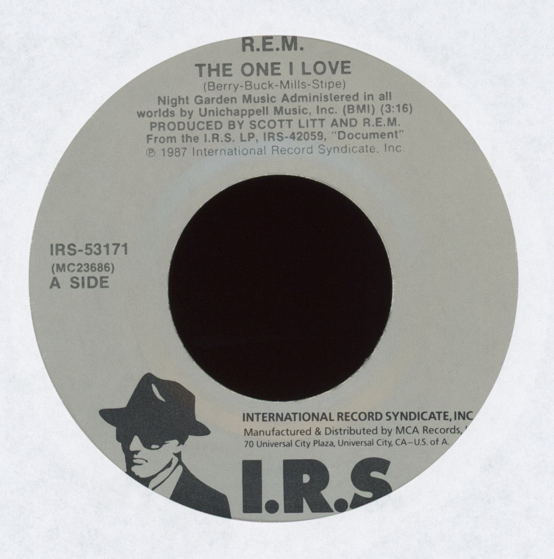 R.E.M. - The One I Love on I.R.S. With Picture Sleeve