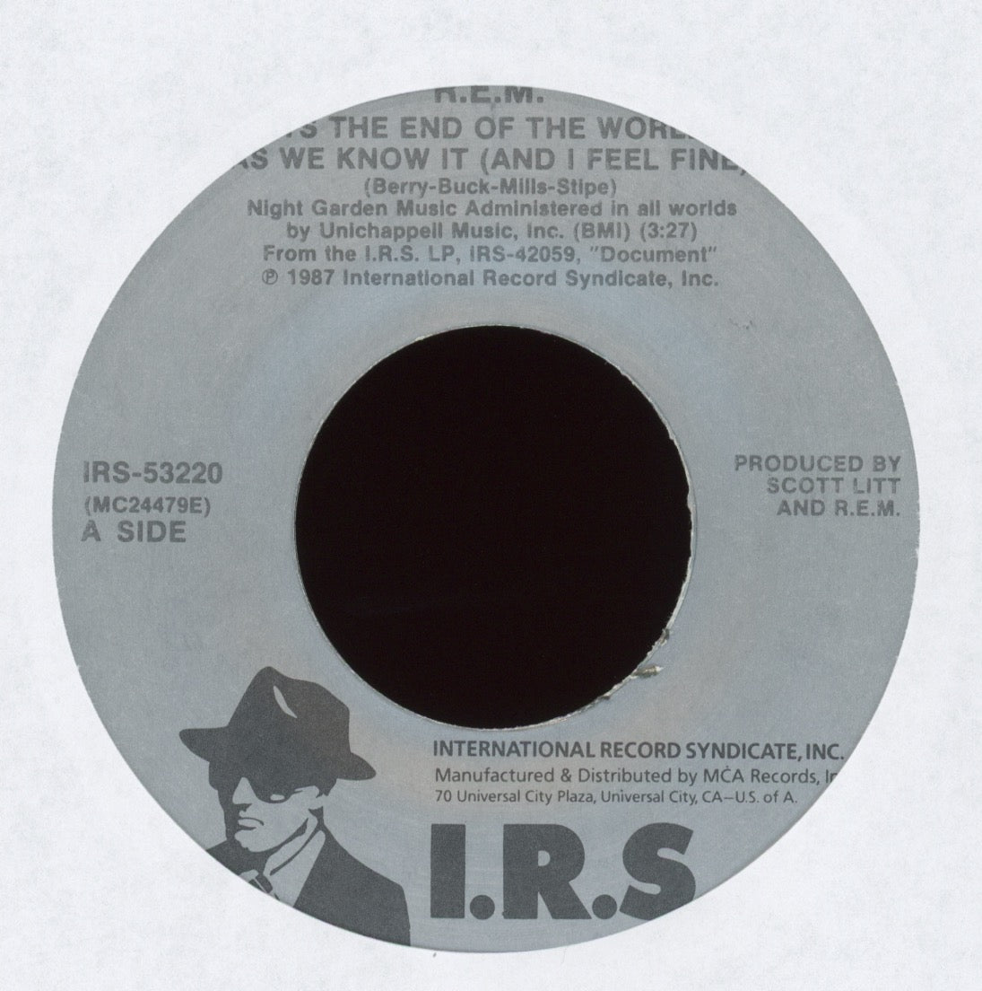R.E.M. - Its The End Of The World As We Know It (And I Feel Fine) on I.R.S With Picture Sleeve