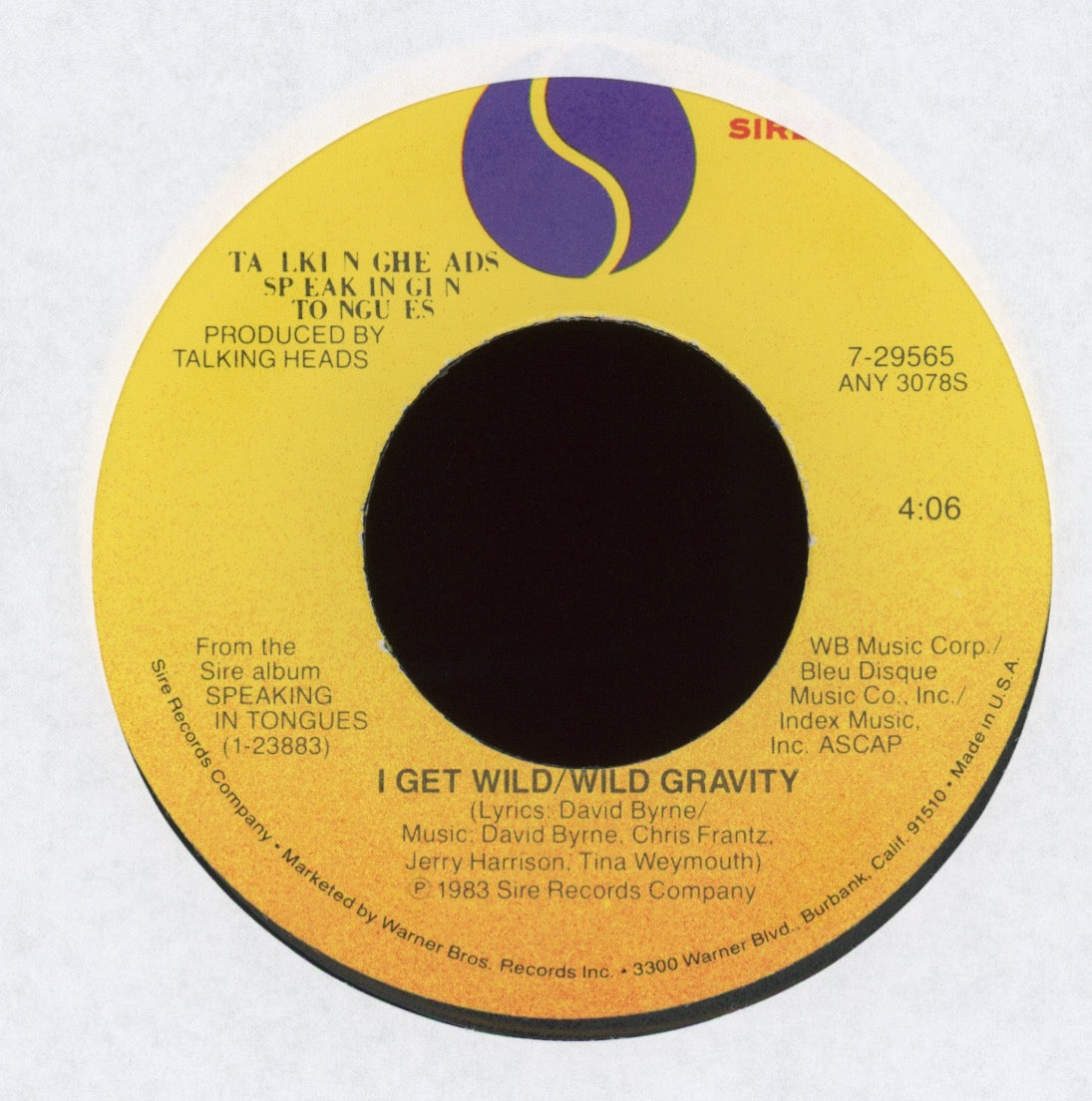 Talking Heads - Burning Down The House on Sire With Picture Sleeve