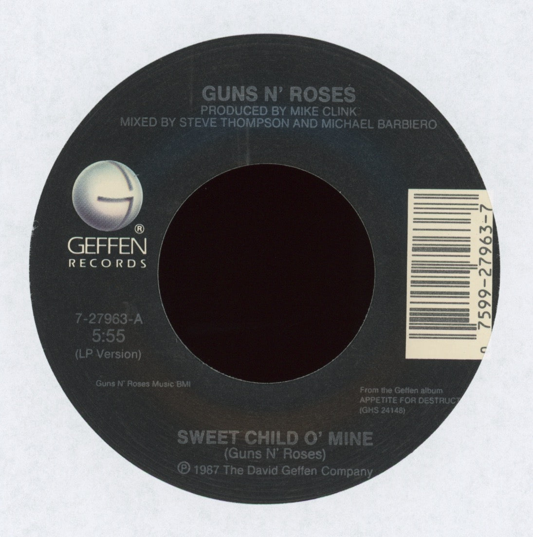 Guns N' Roses - Sweet Child O' Mine on Geffen With Picture Sleeve