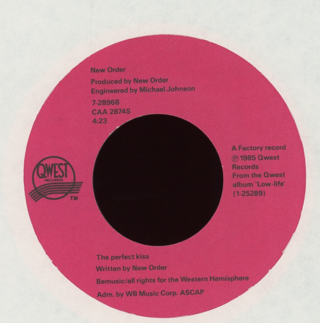 New Order - The Perfect Kiss on Qwest With Picture Sleeve